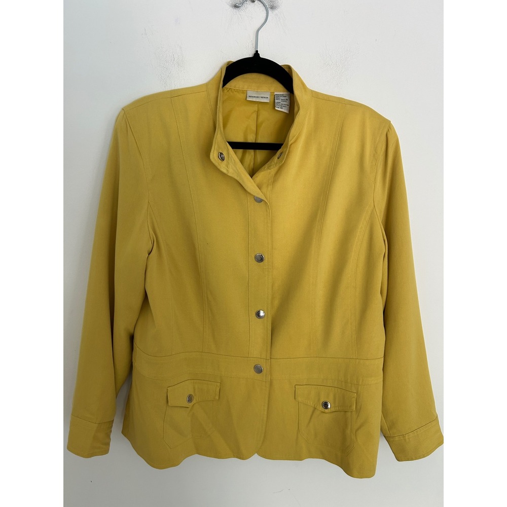 Newport News Mustard Yellow Soft Tencel Snap Front Jacket Size 14 Style 60411